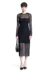 Givenchy Monogram 72 Glitter Flocked Long Sleeve Mesh Dress In Black