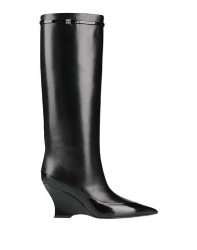Givenchy Wedge Heel Raven Leather Boots 9cm In Black