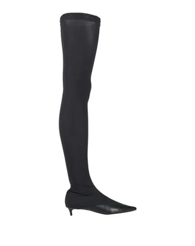 GIVENCHY GIVENCHY WOMAN BOOT BLACK SIZE 8 TEXTILE FIBERS, LEATHER