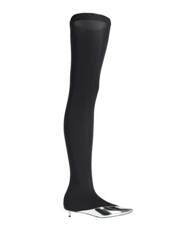 Givenchy Woman Boot Silver Size 8 Lycra, Calfskin
