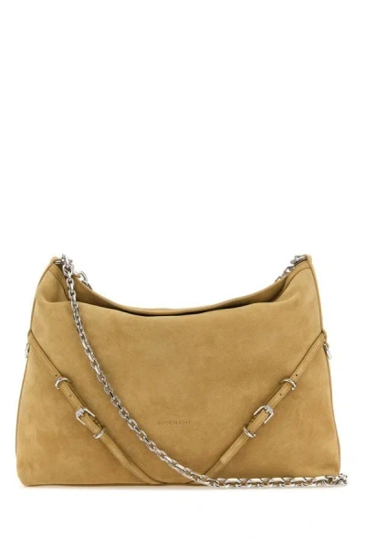 GIVENCHY GIVENCHY WOMAN BEIGE SUEDE VOYOU CHAIN SHOULDER BAG