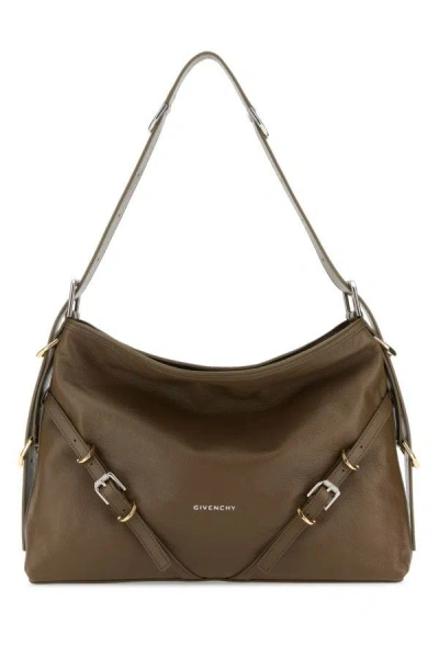 Givenchy Woman Cappuccino Leather Medium Voyou Shoulder Bag In Brown