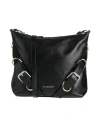 Givenchy Grained Black Calf Leather Shoulder Bag With Decorative Buckle In Black