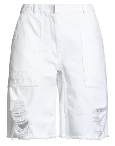 Givenchy Woman Denim Shorts White Size 6 Cotton In Gray