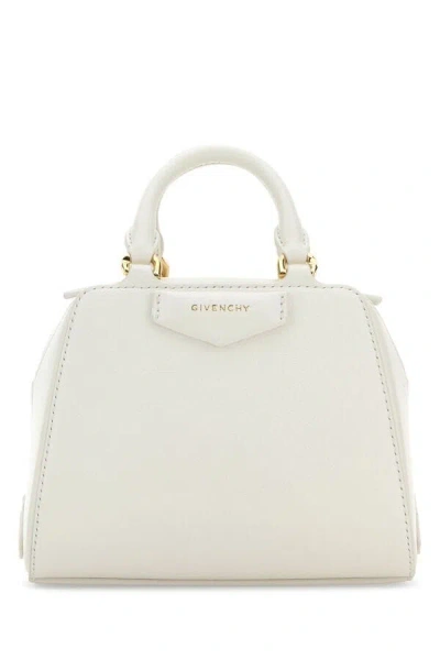 Givenchy Ivory Leather Nano Antigona Cube Handbag In White