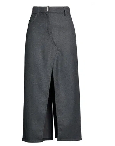 Givenchy Woman Maxi Skirt Charcoal Size 8 Wool, Polyamide In Gray