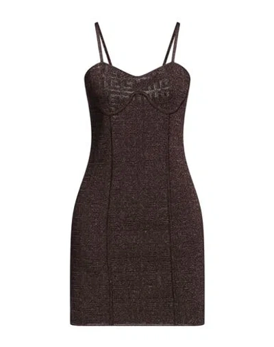 Givenchy Woman Mini Dress Dark Brown Size M Viscose, Polyester, Polyamide, Elastane