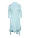 Givenchy Ribbed Ruffle Hem Turtleneck Minidress In Blue