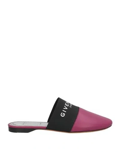 Givenchy Woman Mules & Clogs Plum Size 5 Lambskin, Elastic Fibres In Purple