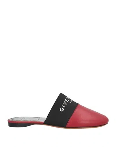 Givenchy Woman Mules & Clogs Red Size 5 Lambskin, Elastic Fibres