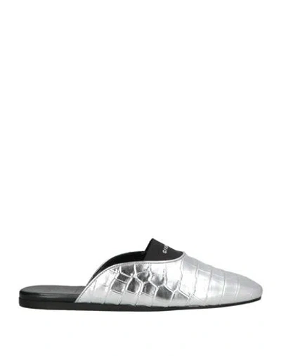 Givenchy Woman Mules & Clogs Silver Size 7 Calfskin, Elastic Fibres