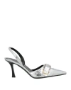Givenchy Voyou Metallic Buckle Slingback Pumps In Silver