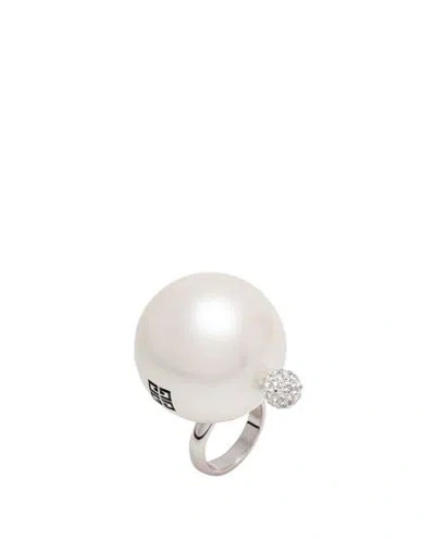 Givenchy Woman Ring Cream Size 7.75 Brass In White
