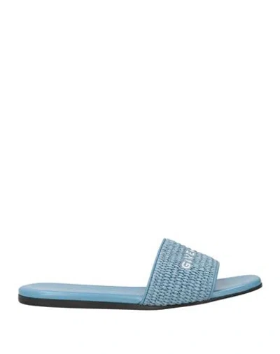 GIVENCHY GIVENCHY WOMAN SANDALS AZURE SIZE 7 COTTON, POLYAMIDE