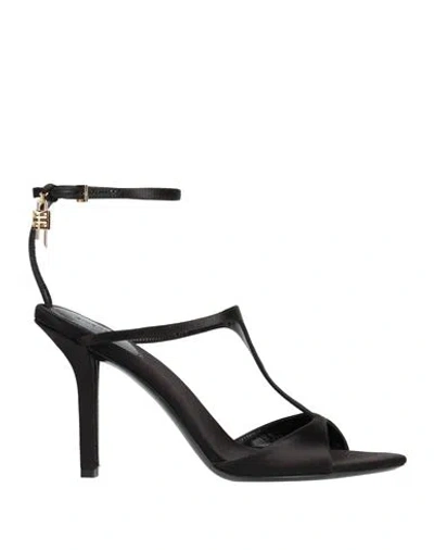 GIVENCHY GIVENCHY WOMAN SANDALS BLACK SIZE 6.5 VISCOSE, SILK