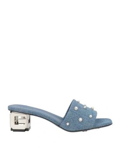 Givenchy Woman Sandals Blue Size 6 Textile Fibers