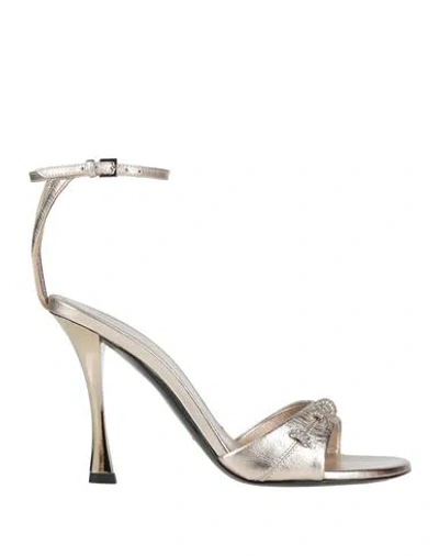 Givenchy Woman Sandals Gold Size 5 Leather In Silver