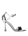 Givenchy Liquid 4g Metallic Ankle-strap Sandals In Silver