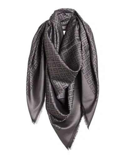 Givenchy Woman Scarf Charcoal Size - Silk, Wool In Gray