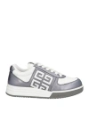 Givenchy Gunmetal & White G4 Laminated Leather Sneakers In Silver