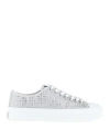 GIVENCHY GIVENCHY WOMAN SNEAKERS SILVER SIZE 8 LEATHER, TEXTILE FIBERS