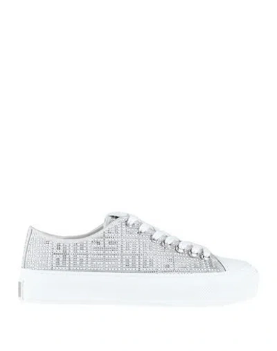Givenchy Woman Sneakers Silver Size 8 Leather, Textile Fibers