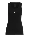 Givenchy Sleeveless Black Stretch Top With Silver Logo Detail In Black