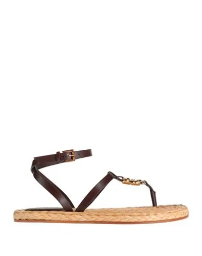 Givenchy Woman Thong Sandal Dark Brown Size 7 Calfskin
