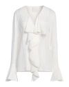 Givenchy Womens White V-neck Ruffle-trim Silk Blouse In White