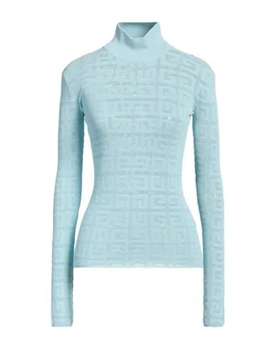 Givenchy Woman Turtleneck Sky Blue Size Xs Viscose, Polyamide, Polyester, Elastane In Blue