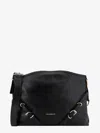 Givenchy Hammered Leather Shoulder Bag With Logo On The Front And Metal Details In Black