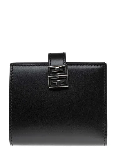 Givenchy Womans Bifold Black Leather Wallet With 4g Logo