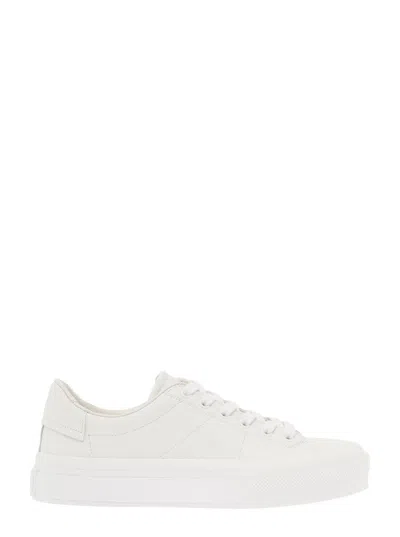 Givenchy Womans City Sport White Leather Sneakers In Bianco