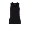 Givenchy Sleeveless Black Stretch Top With Silver Logo Detail In Black
