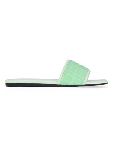 Givenchy Women's 4g Flat Mules In 4g Cotton Towelling In Aqua Green