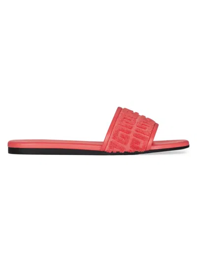 Givenchy Women's 4g Flat Mules In 4g Cotton Towelling In Coral