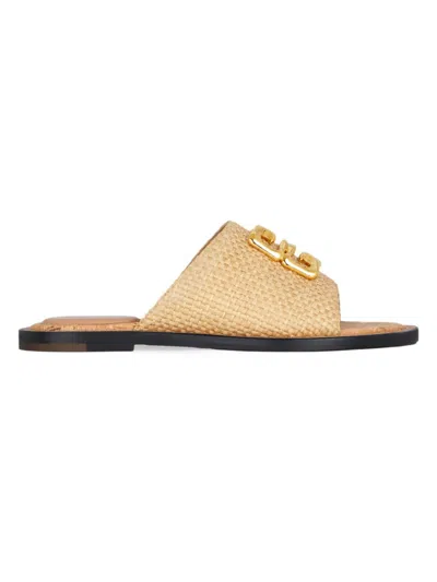 Givenchy 4g Liquid Flat Mules In Raffia In Natural