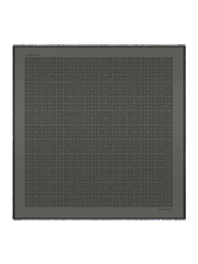 Givenchy Women's 4g Shawl In Shiny Silk And Wool Jacquard In Dark Grey