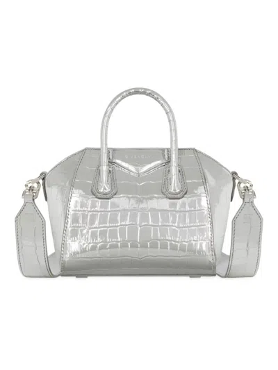 Givenchy Women's Antigona Toy Bag In Crocodile Effect Leather In Metallic