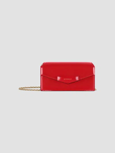 Givenchy Women's Antigona Wallet With Chain In Box Leather In Vermillon