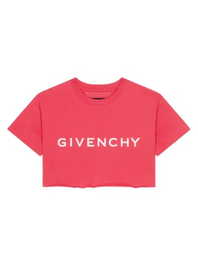 Givenchy Women's Archetype Cropped T-shirt In Cotton In Raspberry