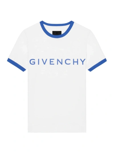 Givenchy Women's Archetype Slim Fit T-shirt In Optic White Blue