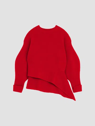 Givenchy Asymmetric-hem Ribbed-knit Sweater In Red