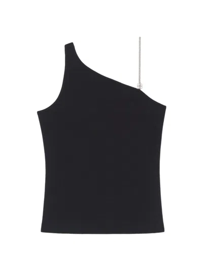 Givenchy Women's Asymmetrical Top In Cotton With Chain Detail In Black