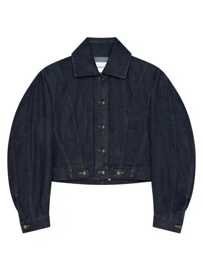 Givenchy Women's Back To Front Cocoon Jacket In Raw Denim In Blue