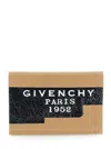 Givenchy Women Beige Clutch Bag With Crinkled Effect And Logo Lettering On The Front In Leather Woma In Multi