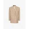 GIVENCHY GIVENCHY WOMEN'S BEIGE DOUBLE-BREASTED NOTCHED-LAPEL WOOL BLAZER