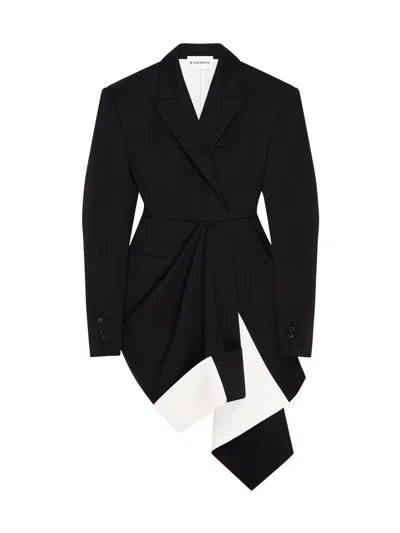 Givenchy Women's Bicolor Draped Jacket In Wool In Black