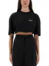 Givenchy Cropped Fit T-shirt In Cotton With Stamp Print Clothing In Black