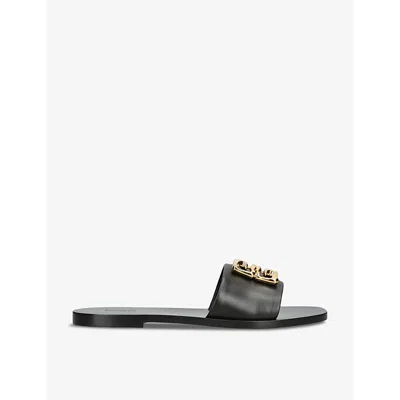 Givenchy Womens Black 4g Baroque Gold-toned Hardware Leather Sandals